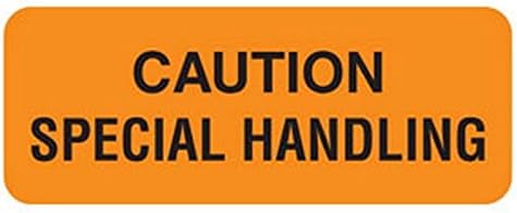 Caution Special Handling 2-1/4" x 7/8" Fl-Orange Label (Roll of 420)