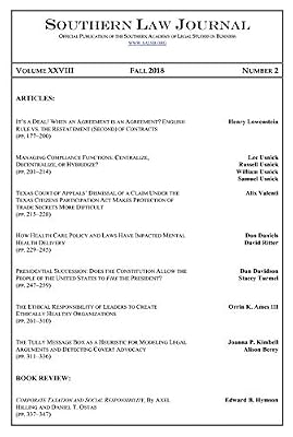 Southern Law Journal, Vol. XXVIII, No. 2, Fall 2018
