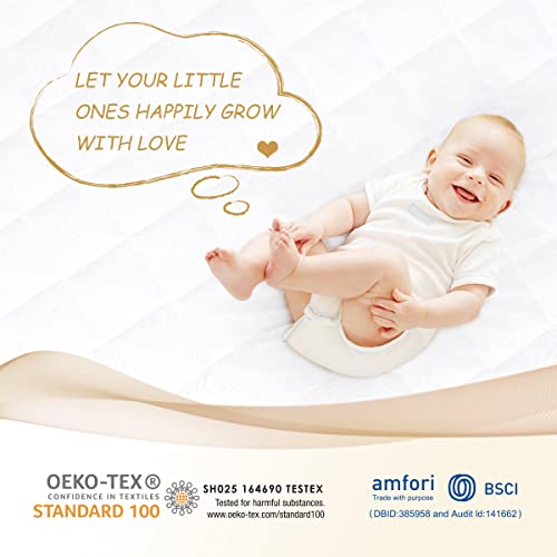 Safe and Sound Crib Mattress Protector (1 Pack), Waterproof Quilted Fitted Mattress Pads, Soft, Breathable, Organic, Bamboo Rayon Fabric Crib Mattress Cover (28x52 Inches, White)