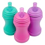 Re-Play Made in the USA 3pk Soft Spout Sippy Cups for Baby and Toddler - Aqua, Bright Pink, Purple