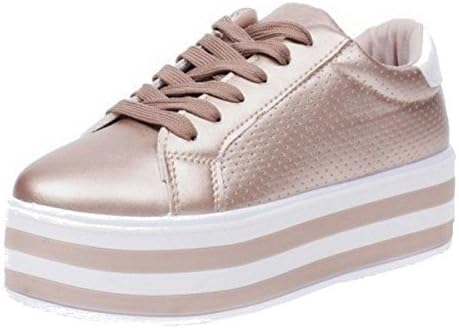 SHU CRAZY Womens Ladies Faux Leather Lace up Chunky Platform Sneaker Trainer Pumps Shoes - N39