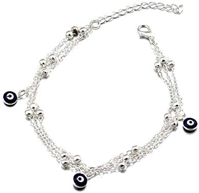 KathShop Punk Multi Layer Big Statement Bells Evil Eyes Anklets Bracelets for Women Foot Jewelry