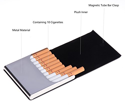 Ultrathin Design Pocket Carrying Cigarette Box Case for Hold 10 Regular Size (Black)