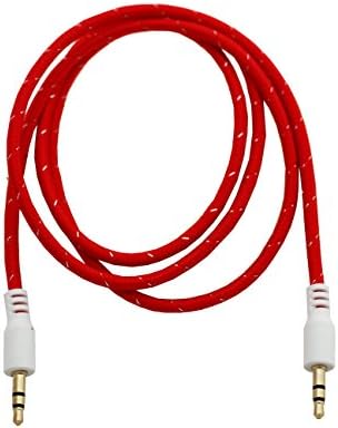 Classic Auxiliary Audio Cable 3.5mm (3 Feet) - For Smart Phones, Headphones, Car Stereo, Home Audio, etc. (Male to Male) (Red)