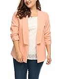 Agnes Orinda Women Plus Size 3/4 Sleeves Ruched Cuffs Blazer Pink 2X