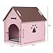 Ollieroo Dog House Crate Wooden Kennel Indoor Condo for Small Dogs Cats Pet Home with Door and Bed Mat Pink with Brown