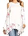 Easther Womens Floral Long Sleeve Cold Shoulder Flowy Tunics T-Shirt Blouse Tops