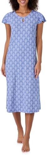 lands' end women's supima cotton short sleeve midcalf nightgown dress Women's Petite Cotton Short Sleeve Midcalf Nightgown - Lands' End - Red