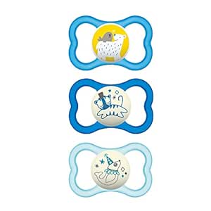 MAM Air Night &amp; Day Pacifiers (1 Night &amp; 2 Day Pacifiers), MAM Sensitive Skin Pacifier 6+ Months, Best Pacifier for Breastfed Babies, Glow in the Dark Pacifier, For Boys