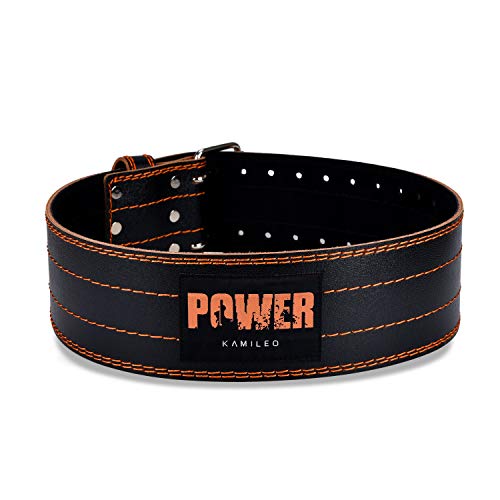 Kamileo Lifting Belt, Weight Lifting Leather Belt with Prong Buckle for Men and Women, Stabilizing Lower Back Support for Powerlifting Squat Deadlifting - Thumbnail 7