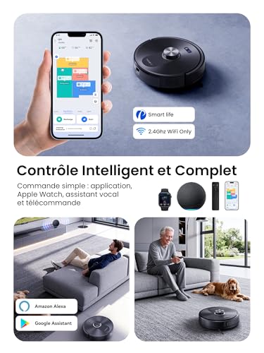 Proscenic Q10+ Robot Vacuum Cleaner, 8000Pa 200 Mins Robot Vacuum Cleaner with Mop, Navigation Lidar, Multi-Stage Mapping, Obstacle Avoidance, Silent, for Pet Hair Carpets Hard Floors