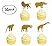 30 Pack Gold Glitter Jungle Animal Toppers Cupcake Picks Jungle Animals for Jungle safari Animals Party Baby Showers Birthday Party Cake Decorations