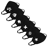Accmor 6 Pack Black Anti-Dust Cotton Anime Masks, Cute Unisex Mouth Mask for Teens Adult for Outdoor Ski Cycling Camping