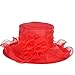 IL Caldo Women's Kentucky Derby Sun Hat Fascinator Flowers Wide Brim Gauze Hat Headdress,Red