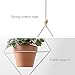 Mkono Boho Hanging Planter, Set of 2 Metal Plant Hanger with Plastic Pots, Modern Mid Century Flower Pot Plant Holder in Diamond and Circle Shape, Fits 6 Inch Planter (Pots Included), White