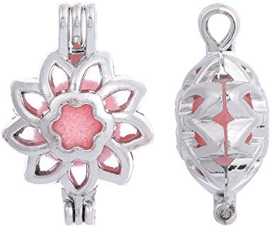 ZEEWELY 10pcs sunflower Silver plating Bead Cage Locket Pendant - Add Your Own Pearls, Stones, Rock to Cage,Add Perfume and Essential Oils to Create a Scent Fragrance Oil Diffusing Pendant Charms.