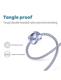 Daiendi USB MFI Type C Cable 5Pack 2x3FT 2x6FT 10FT,Nylon Braided Type C Cable Charger USB Cable Cable Compatible Samsung Galaxy S9 S8 S10 Plus Note 9 8 LG V30 G6 G5 Pixel 3 XL Nexus 5X 6P(Gray&white)