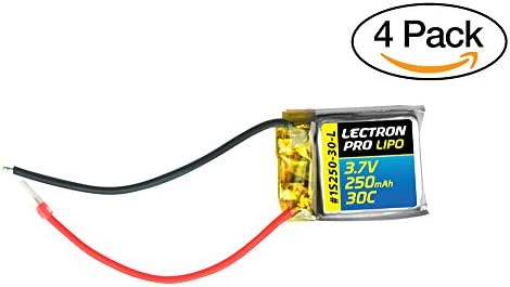 Common Sense RC (4 Pack) Lectron Pro 3.7V 250mAh 30C Lipo Battery for Syma S107 &amp; S107G Helicopters