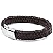 Jstyle Braided Leather Bracelets for Men Bangle Bracelets Fashion Staniless Steel Clasp Brown 21.5Inch