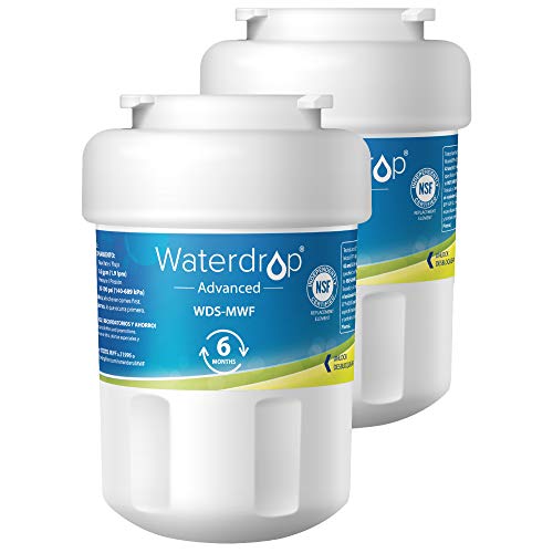 Waterdrop MWF NSF 53&42 Certified Refrigerator Water Filter, Compatible with GE SmartWater MWF, MWFINT, MWFP, MWFA, GWF, HDX FMG-1, GSE25GSHECSS, WFC1201, RWF1060, 197D6321P006, Kenmore 9991, 2 Pack