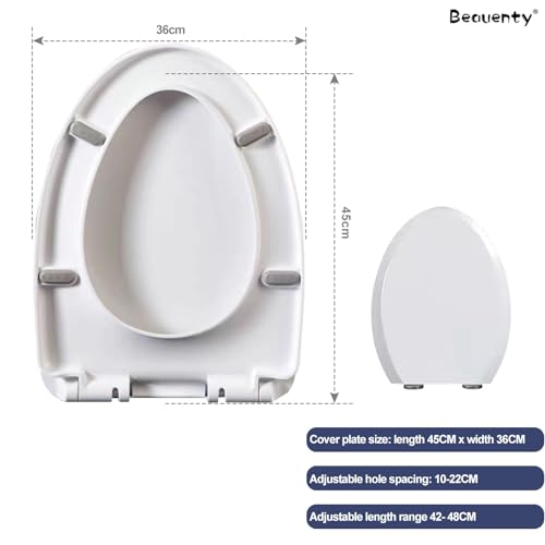 Beauenty Toilet Seat, V Shape Toilet Seat with Adjustable Hinges, Slow Close Toilet Cover, Thickening Plastic Strong and Durable, Prevent Noise, Easy to Install, Easy Cleaning (Style 8)