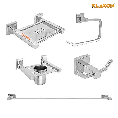 (Amazon Loot Deal) Klaxon Kristal-102 Steel Bathroom Accessories Set (Pack of 5) Only Rs.786