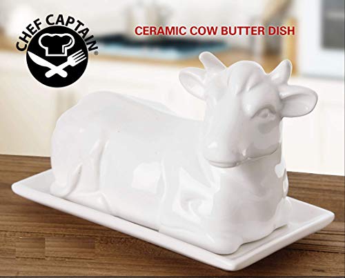Butter Dish Cow Shaped White Ceramic / Porcelain by Chefcaptain
