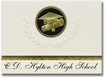 Signature Announcements CD Hylton High School (Woodbridge, VA) Graduation Announcements, Presidential style, Elite package of 25 Cap & Diploma Seal Black & Gold