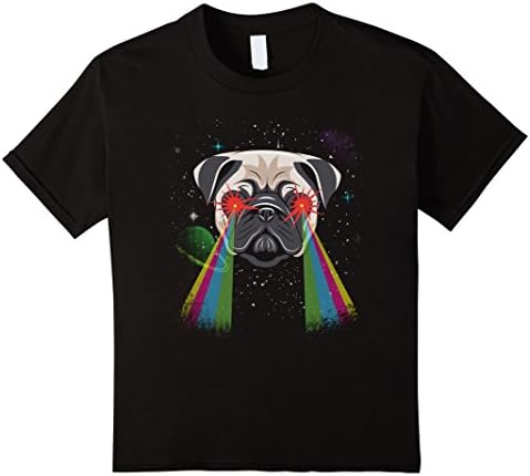 unisex-child Cool Pug with Rainbow Laser Eyes T-Shirt 4 Black