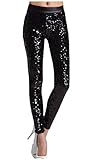 Lotsyle Faux Leather with Sequins Leggings Fashion Pants Bling Tights