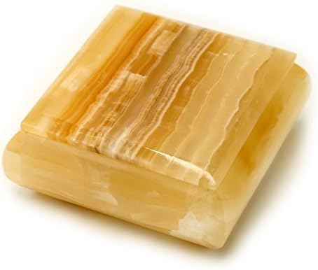 Cream and Brown Marble Jewelry Box with Lid