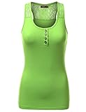 Doublju Women Sleeveless Round Neck Floral Racerback Button Henley Tank Top