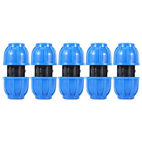TOPINCN 5Pcs Water Pipe Connector PE Plastic 20mm To 20mm Straight Pipe Connection Adapter Fitting High Conveying Capacity No Scaling