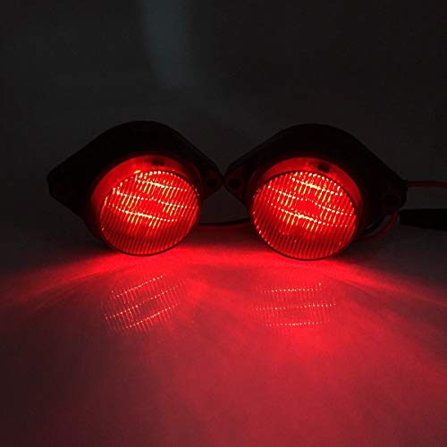 Quaanti 2PC 6LED Car Side Marker Lights Truck Clearance Lights Round Lamp for Automobiles Truck Trailer 12-24V Red (Red) - Thumbnail 2