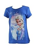Disney Frozen Elsa Selfie Royal Blue Girls Fitted T-Shirt Sizes 5-12