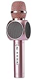 ESHISHANG Multi Magic Karaoke player Portable Wireless Bluetooth Microphone with Mic Speaker Condenser Fashion Home Mini Karaoke Player KTV Singing Record for Apple Samsung iPhone Smart Phone (Rose)
