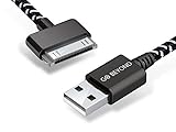 Go Beyond (TM) 6 Feet 30 Pin Nylon Braided Premium USB Charging Data Sync Cable for Apple iPod, iPhone, and iPad (6FT Black Nylon Cable)