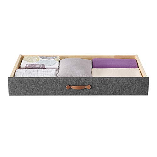MUSEHOMEINC Upholstered Solid Wood Under Bed Storage Drawer with 4