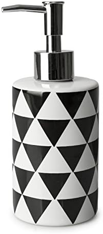 LUXURY MODERN GEO PORCELAIN STAINLESS STEEL BATHROOM SOAP DISPENSER BLACK IVORY WHITE