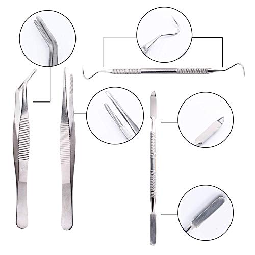 WOWOSS 9 Pieces Mosaic Tools Kit, Mosaic Tiles Beginner Set Including 2 Scrapers, 2 Tweezers, 1 Double-Ended Hook, 1 Spatula, 1 Sponge, 1 Cleaning Cloth and Storage Bag