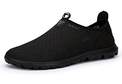 Juan Men's New Light Weight Go Easy Mesh Walking Shoes Casual Athletic Comfortable Running Sneakers (46 M EU / 12 D(M) US, Black)