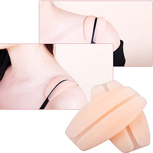 8 Pieces Bra Strap Cushions Women's Soft Silicone Bra Strap Pad Holder Non-slip Relief Pain Shoulder Pads Comfort Protectors - 2 Color, White, Beige