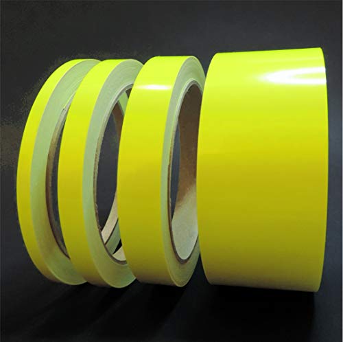 siviwonder Zierstreifen Klebeband Neon Gelb 5 mm à 10 m fluoreszierend Cast-PVC selbstklebend Pinstripe Tape Auto Dekor Aufkleber Warnstreifen Felgenband Boot Fahrzeug DIY leuchtgelb – Bild 5