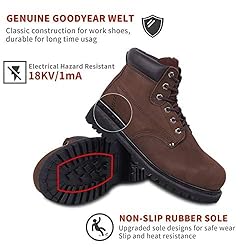 BOIWANMA Work Boots for Men, Steel Toe Leather