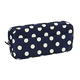 Blue Monaco Pencil - Makeup Case for Girls - Bag is Vintage Blue with Cream Polka Dots - 8 Inch By 4 Inch
