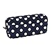 Blu Monaco Polka Dot Case with Zippered Top, 8-Inch x 4-Inch, Vintage Blue/Cream