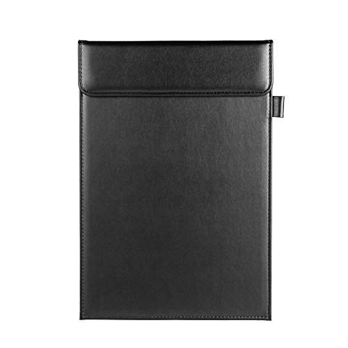 Nekmit PU Leather Letter Size Office Clipboard Business Meeting Magnetic Writing Pad-Black