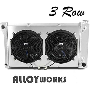 ALLOYWORKS 3 Row Aluminum Radiator + 2x12" Fans - Direct Fit For 1967-1972 Chevy GMC C/K Pickup, Blazer, Van - View #2