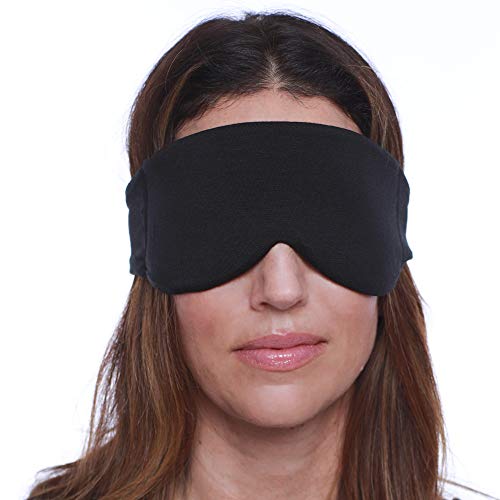 HappyLuxe Sleep Mask, Eco Friendly Travel Accessories, for Men and Women, Soft Luxurious Fabric, Sleeping Aid, Reduces Eye Fatigue, Machine Washable, Made in The USA (Jet Black)