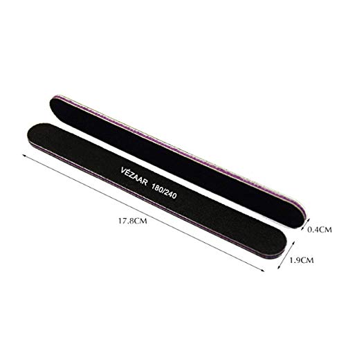 VÉZAAR Nail Files Emery Board, 10PCS Nail Polish Remover Black Washable Double Sided 180/240 Grit Sanding Pads for Manicurist, Nail Salons, Personal Nail Care, Art DIY - Thumbnail 5